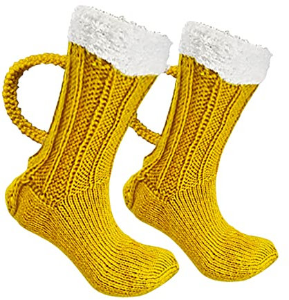 Youany Bierkrug Socken, Bier Socken Mit Henkel, Lustige Socken Herren Damen Stricksocken Winter Dicke Warme Socken, Cotton Socks for Beer, Wine Lovers