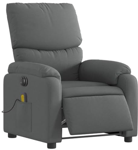 vidaXL Massagesessel, Sessel Elektrisch, Relaxsessel mit Liegefunktion Vibrationsfunktion, Fernsehsessel Liegesessel für Wohnzimmer, Dunkelgrau Stoff