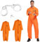 ZMDMAH 1 Pcs Gefängnis Kostüm Orange mit Handschellen, Unisex Häftling Kostüm Herren Damen, Gefangener Kostüm, Sträfling Gefangene Kostüm Karneval Cosplay für Sträflinge, Gefangene und Räuber (XL)