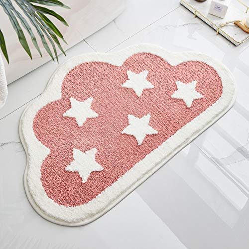 Tapis De Bain Les Nuages Roses Tapis Salle De Bain Antidérapant Absorbant,Doux Et Agréable pour La Peau, Lavables,Extra Epais Tapis De Douche
