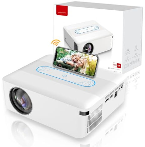 Generic Proyector Bluetooth WiFi dual, proyector 4K 8K compatible con exteriores para iOS/Android/HDMI/USB, cine en casa, 300 ANSI 12000 lúmenes