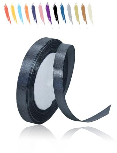 Dunkelgrau 10mm Satinband 23 Meter, Polyesterband, verschönern Sie Ihre Bastelarbeiten und Feiern, ideal für Geschenkverpackungen, Dekorationen, Hochzeitsautoband, Bänder zum Basteln