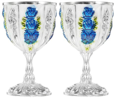Ciieeo 2 Stück Kelch Becher Eisen Weinkelch Hochzeit Rose Mittelalterlich Wikinger Becher Gotisches Trinkgefäß Heiliger Gral Trinkbecher Wasseropferbecher Vintage-Metall Buddhistische