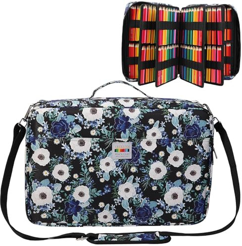 JAKAGO Trousse à crayons de grande capacité pour 480 couleurs, étanche, organisateur pour peinture, artiste, pinceaux, feutre, surligneur, cadeau, Anémone