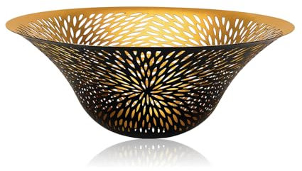 Floor Lamp Shade Replacement for Floor Lamp Shade - ALUCSET Ceiling Fan Replacement Globes 12.2x4.9x7.5 Inches Fitting Opening 1.65 Etching Small Chrysanthemum Metal Lamp Shade (Black Gold)