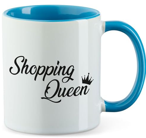 Huuraa Becher Shopping Queen Geschenk 330ml Blau Shopping Queen Geschenkidee