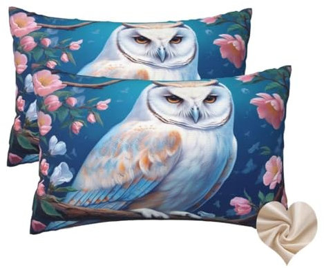 2er Set Kissenbezug 60x40 cm Kissen Eule Dekokissen, Rechteckig Kissenbezug Blume Kissenbezüge Sofakissen, Weicher Pillow Cover Kissenhülle Zierkissen für Bett Couch Aesthetic Room Decor Gifts -hs480