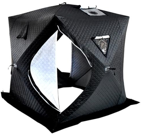 Isoliertes PopUp-Eisangelzelt für 34 Personen, mit großer Hütte, 3-lagiger Stofftür mit Reißverschluss und Tragetasche, tragbar und warm