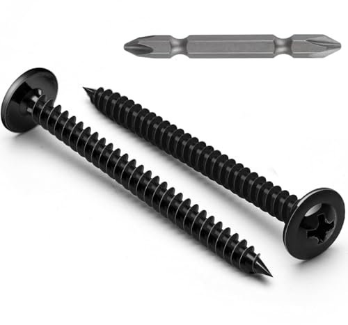 Krysay 100Pcs #8 x 2 Inch Wood Screws Phillips Modified Truss Head 410 Stainless Steel Black Zinc Plated,Self Tapping Metal Screws