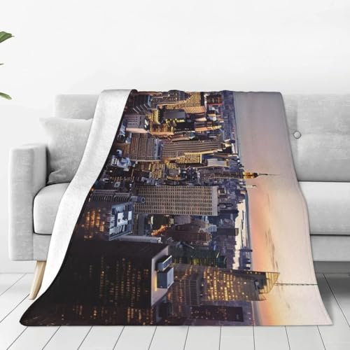 AMREWQYL New York City bedruckte ultraweiche Micro-Fleece-Decke, warme Schlafdecke