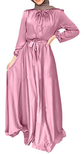 Halloween Slip in Ear Hijab Solid Muslim Dress Sleeve Abaya Elegant Dress Arab Kaftan Long Sleeve Solid Dress Traditional Korean Clothes for Men (XXL)