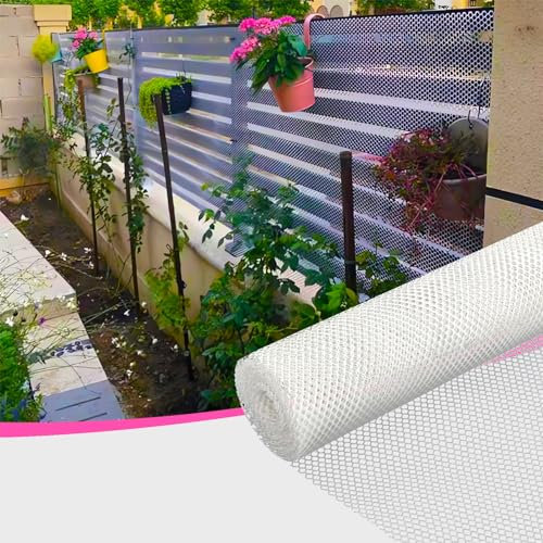 Red de jardín de plástico HDPE de 1,5 m x 30 m, rejilla de protección de canalones para árboles, pájaros, pollos, red blanca con agujeros de 0,8 cm