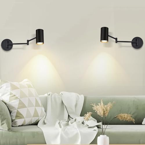 Homefire Wandleuchte innen Wandlampe Schwarz - 2 Stück Wandbeleuchtung Vintage Schlafzimmer Wandleuchte GU10 für Wohnzimmer Flur - ohne Birne