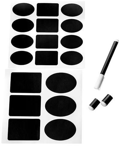 Wiederverwendbare Tafelaufkleber Set - 75 Selbstklebende Etiketten für Gläser, Behälter & Organisation - Inkl. Kreidemarker - Wasserfest & Langlebig - Ideal für Küche, Büro & Basteln