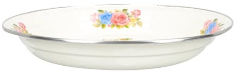 Amosfun Enamel Dish Food Tray Vintage Enamelware Plate Tea Storage Plate Enamelware Dinner Plates Round Food Plate Camping Noodle Bowl Snack Container Candy Dish Tea Tray Vintage Tray Blue