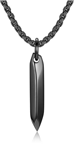 Jovivi Herrhalsband för män, smycken, rostfritt stål silver svart sexkantigt hänge halsband män gåvor för män pappa fars dag födelsedag, 7 * 35mm, Rostfritt stål