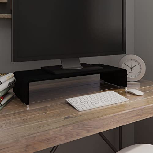 Home & Garden-TV Stand/Monitor Riser Glas Schwarz 60x25x11cm-Möbelwahl