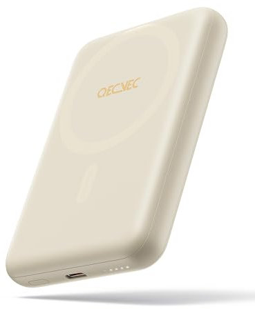 Mag-safe Chargeur portable ultra fin 10 000 mAh magnétique sans fil, chargeur portable PD 20 W à charge rapide, compatible avec Magsafe pour iPhone, et plus encore (beige)