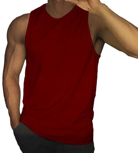 Sommer Shirts Herren Einfarbig Shirt Outdoor Unterziehshirt Classic Sportunterhemden Casual Tshirt Muscle Top Ärmelloses Unterhemd Festival Funktionsshirt Fitness Axelshirt für Männer