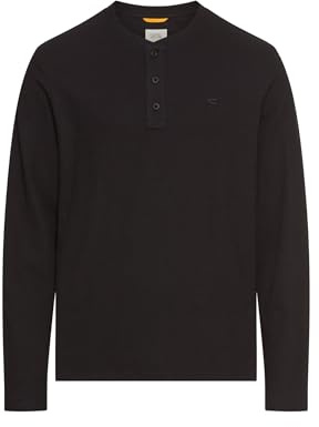 camel active Herren Henleyshirt aus Reiner Baumwolle Schwarz, Menswear-XXL