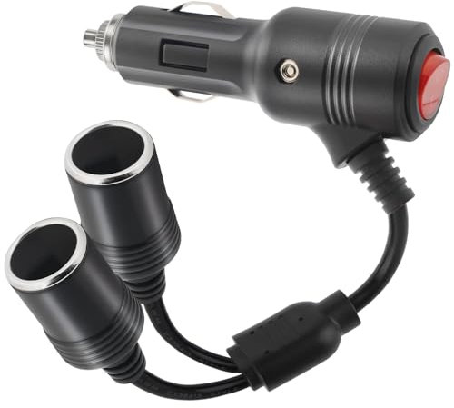 Mechero Coche Cable de Extensión 16AWG, 12V/24V Cargador de Coche, Adaptador de Encendedor con Interruptor,Conector Mechero Coche (0,2 metro)