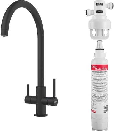Franke 160.0702.681, Rubinetto da cucina per acqua filtrata Lina Clear Water, Matte black