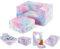 GOPLUS Kindersofa Spielsofa, Modulares Sofa ausklappbar mit leuchtenden Mustern & abnehmbarem Flanellbezug, Kindercouch Kindersessel für Kinder ab 3 Jahren (71 x 53,5 x 34,5 cm,Bunt)
