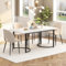 Merax Table à Manger 140 x 80 cm avec Effet marbre – Table rectangulaire Moderne avec Cadre en métal, Pieds réglables, idéale pour Salle à Manger, Cuisine, Salon et Bureau, Blanc/Noir