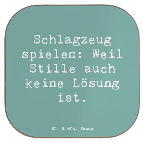 Mr. & Mrs. Panda Untersetzer Glas Spruch Schlagzeug Magie - Geschenk, Schlagzeuger, Musik, Beats, Tassenuntersetzer, Coaster, Lernen, Musiker, Holzuntersetzer, Rhythmus, für Gläser, Instrument