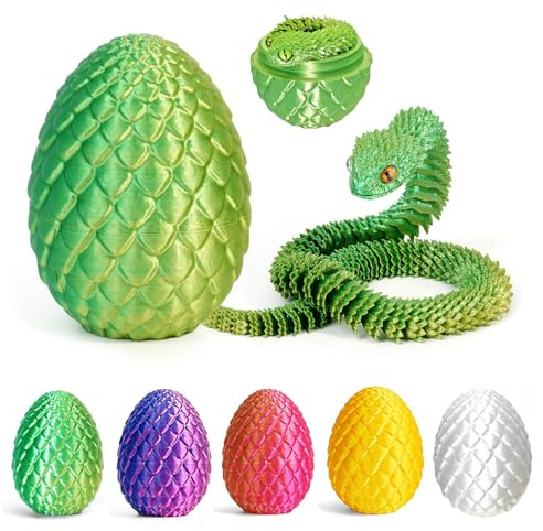 12'' 3D-gedruckte Schlange mit Ei - 3D-Schlangenfigur in Ostereiern Artikulierbare Schlange - Bürospielzeug für den Schreibtisch Fidget-Spielzeug - für Erwachsene und Kinder