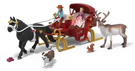 schleich HORSE CLUB | Großer Adventskalender HORSE CLUB 2025 - Weihnachtliche Schlittenfahrt 99179 | mit Hannah, Sofia, Schlitten, Rentier & Zubehör | Pferdespielzeug für Kinder ab 5 Jahren | 31 Teile