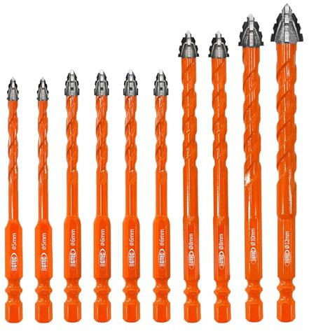 BGTEC Set de Foret Sec - 10 Pièces 5 * 2+6 * 4+8 * 2+10+12MM Foret Bois Dentelé Nouveau foret excentrique pour bois plastique maçonnerie céramique verre béton marbre brique