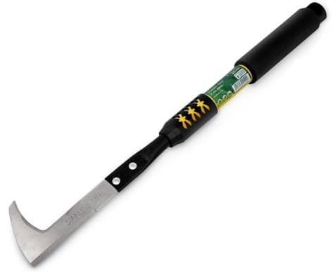 Garden Mile 44cm Patio Weed Remover Tool Heavy Duty Carbon Steel Weeding Knife For Paving Long Handle Ergonomic TPR Grip Weeding Tools For Garden Long Handled Weeding Tool Patio Knife