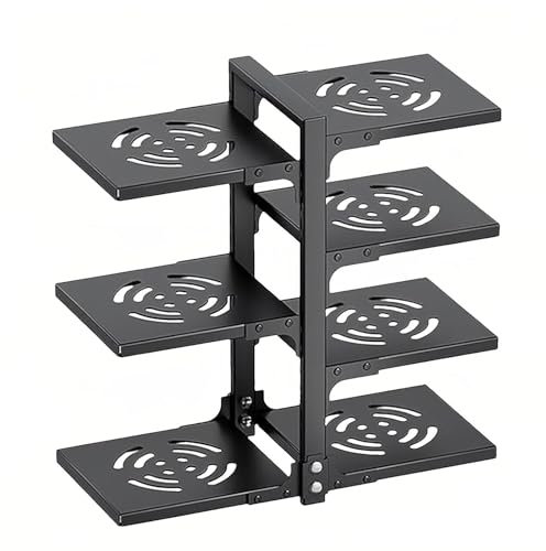 Organizador de sartenes ajustable, 7 niveles de altura ajustable, soporte de almacenamiento para ollas y sartenes, encimera de cocina y organizador de gabinetes