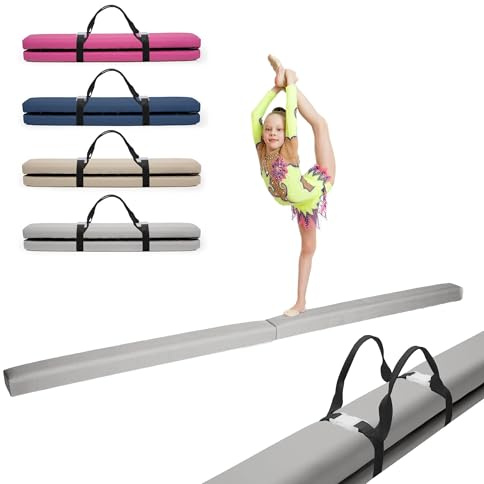 MAMOI® Gymnastikbalancebalken, klappbar, Kunstleder, 200 cm, rutschfest, weiche Oberfläche, Heimtraining, bis 180 kg Belastbarkeit