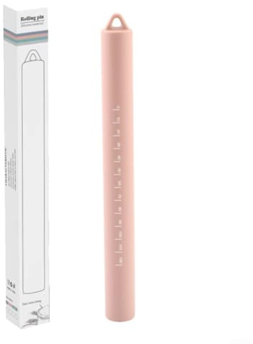 Rolling Pin with Stainless Steel Core and Silicone Cover for Nonstick Dough Rolling, Fondant and Pizza Preparation Kitchen Tool (Light Red)