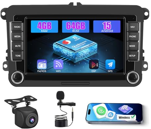 Inefala 4+64G 7'' Android 15 Autoradio per VW Golf Skoda Polo Passat