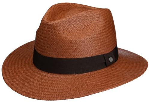 Lierys Fashion Traveller Panama Hat Plain Grosgrain Ribbon Handmade Unisex Spring Summer Brown