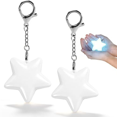 Joycabin 2 Stück LED Handtaschenlicht mit Sensor Aufladbar, Herz Taschenlicht für Handtasche, Mini lichttasche Rucksack, Leuchtender Taschen Anhänger Geschenke für Frauen, Mutter, Freunde (Stern)