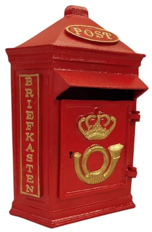 Retro Post Box Briefkasten aus Metall in rot