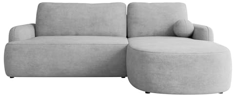 Mirjan24 Ecksofa Loridu für Wohnzimmer mit Schlaffunktion und Bettkasten, Eckcouch, L-Sofa, Polsterecke, abgerundete Kanten (Lumo 65, Seite: Rechts)