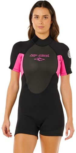 Rip Curl 2026 Frauen Omega 2mm Rückenreißverschluss Shorty Neoprenanzug 14KWSP - Black/Pink