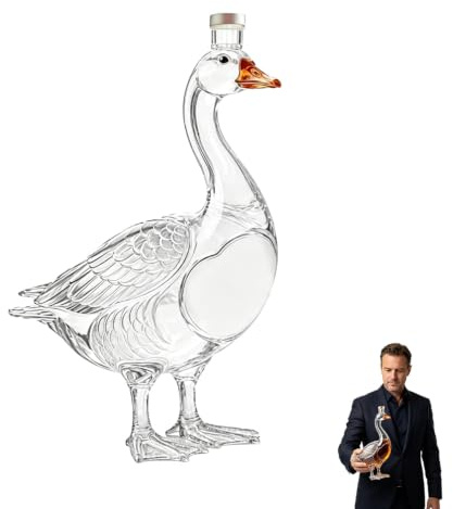 Grey Goose Glass Bottle 3D Sculpted Goose Shaped Glass Container Liquor Decanter for Whiskey Vodka Wine Novelty Home Bar Display Ornament Grey Goose Gift for Drink Lovers (350ml)