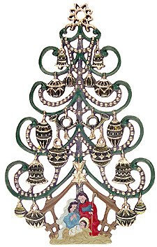 Zinnfigur Tannenbaum mit Krippe