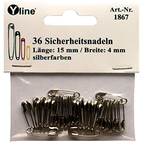 36 Stück Mini Sicherheitsnadeln 15 mm, klein, silberfarben, nickelfrei, Nadel Nadeln, sl, 1867
