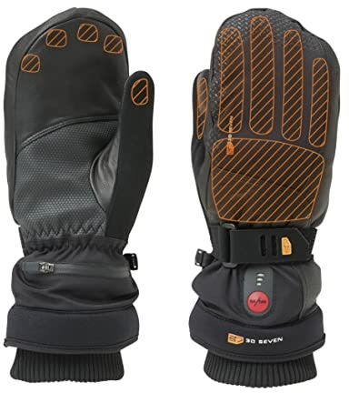 30seven Beheizte Sportfäustlinge, elektronische Heizhandschuhe zum Ski- / Snowboardfahren, wasserfeste & Winddichte Outdoor-Bekleidung, für Damen & Herren, schwarz, 9-M