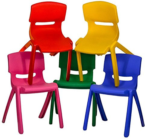 TOYO 5x Children Strong Stackable Kids Plastic Chairs Picnic Party Garden Nursery Club Indoor Outdoor (Multi Colour)