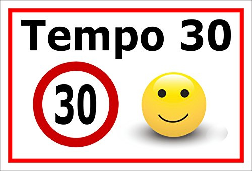 Melis-Folienwerkstatt Schild Tempo 30 km/h maximal – 30x20 cm – Aufkleber – mehrere Größen/Materialien