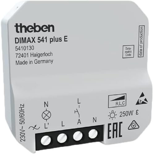 Theben 5410130 DIMAX 541 plus E I Universaldimmer I Unterputz-Dimmer I Universaldimmer mit automatischer Lasterkennung I Dimmschalter I Dimmer I Dimmen und Schalten von LEDs I 230 V