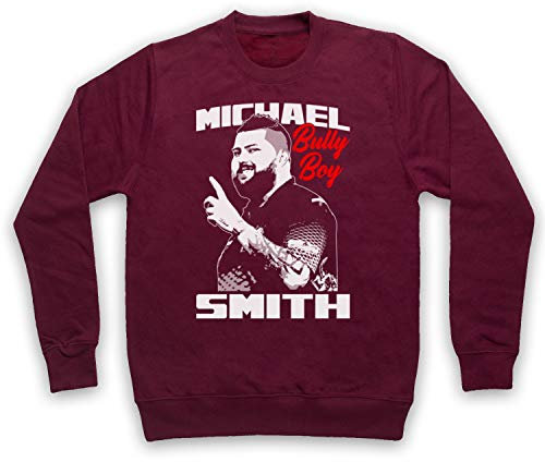 My Icon Art & Clothing Michael Smith Bully Boy Darts Tribute English Player Erwachsenen Sweatshirt, Burgund, Medium